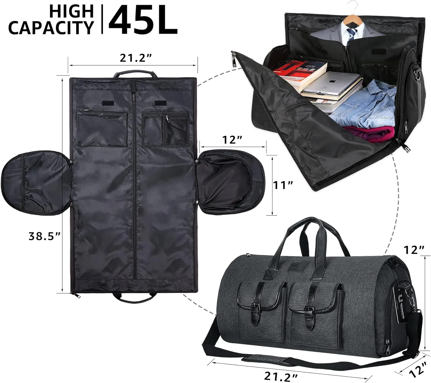 Carry-on Garment Duffel Bag with Shoe Pouch