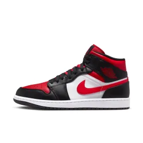 Men's Air Jordan 1 Mid - BLACK/FIRE RED-WHITE