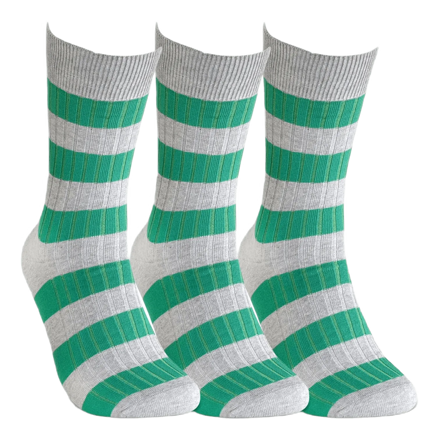 Ribbed Stripes Sock 3-pack Light Grey / Green