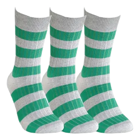 Ribbed Stripes Sock 3-pack Light Grey / Green